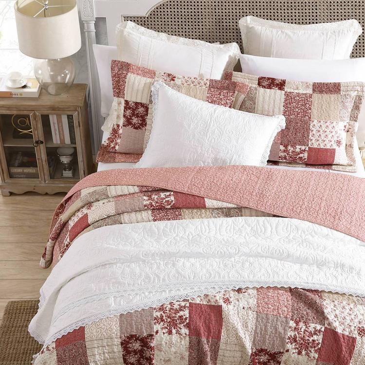 Laura Ashley Celina Patchwork Cotton Reversible Quilt Set