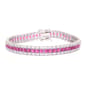Gianni Argento Lab Pink Sapphire Line Tennis Bracelet - image 1