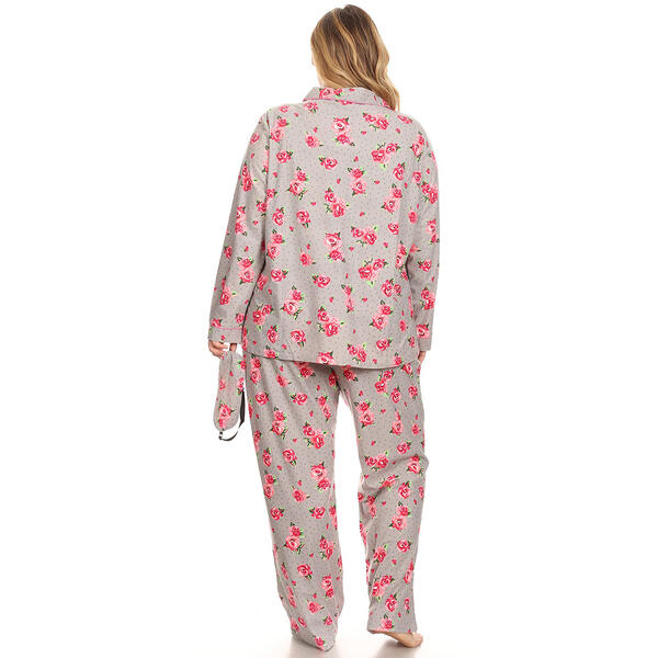 Plus Size White Mark 3pc. Grey Rose Pajama Set