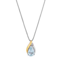 Gemstone Classics(tm) 10kt. Aquamarine & Topaz Silver Pendant