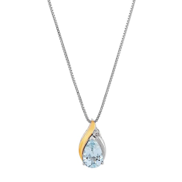 Gemstone Classics&#40;tm&#41; 10kt. Aquamarine & Topaz Silver Pendant - image 