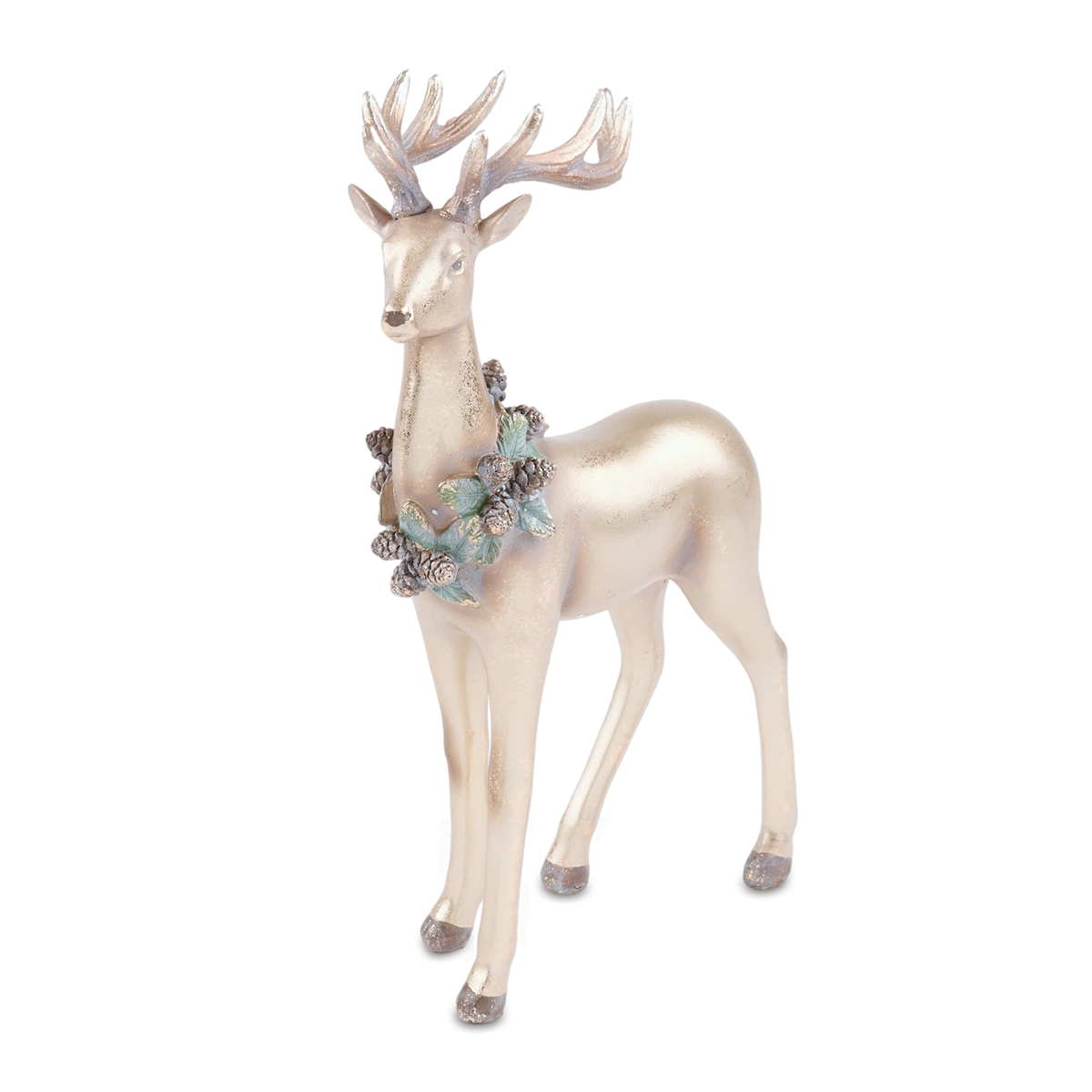 Melrose Metallic Deer with Wreath Figurine - Set of 2