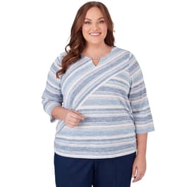 Plus Size Alfred Dunner A Fresh Start Spliced Stripe Tee