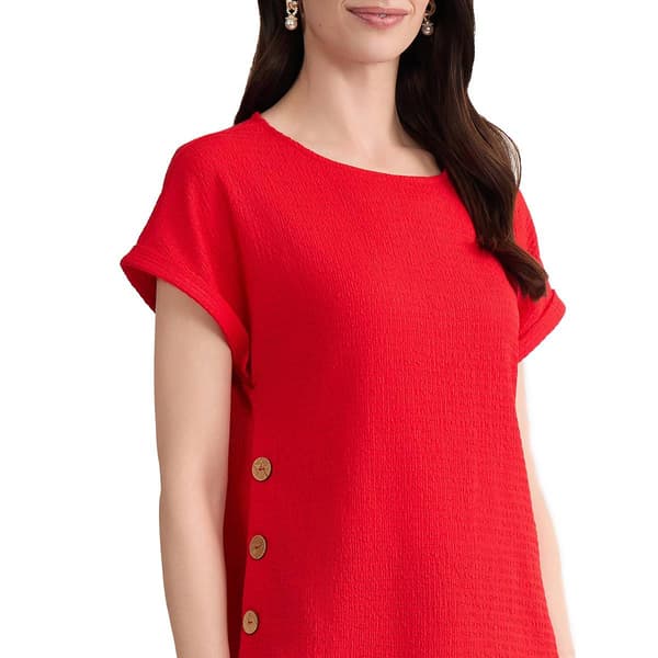 Petite Jones New York Short Roll Cuff Sleeve Side Button Blouse