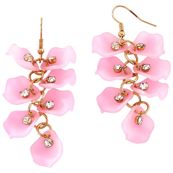 Ashley Cooper(tm) Gold-Tone Pink Petal Flower Earrings - image 