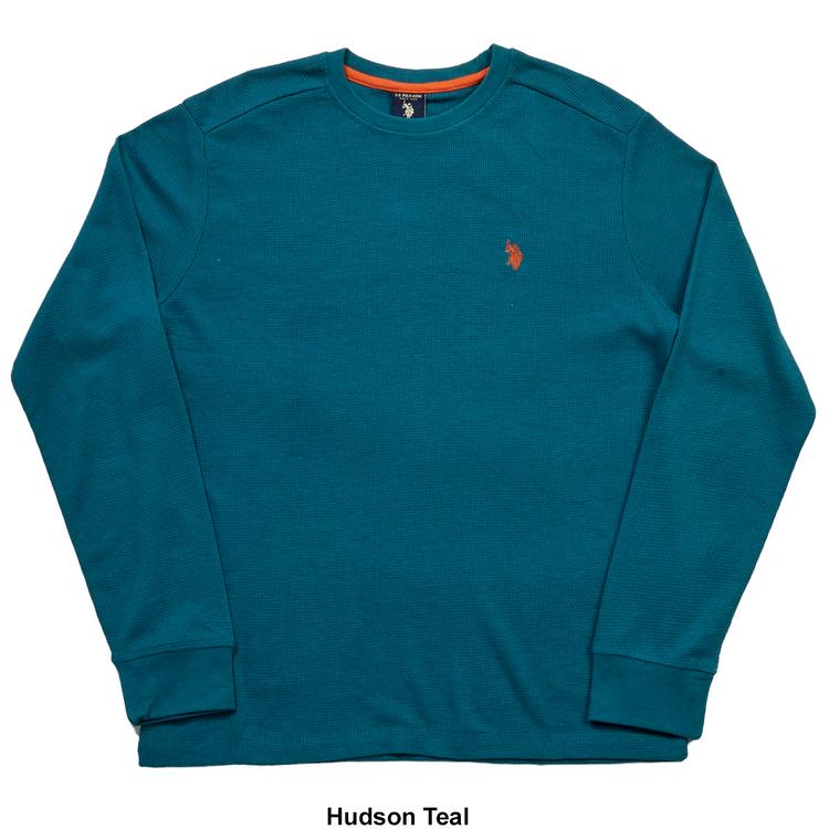 Mens U.S. Polo Assn.® Solid Crew Neck Waffle Knit Thermal