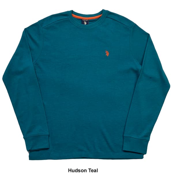 Mens U.S. Polo Assn.® Solid Crew Neck Waffle Knit Thermal