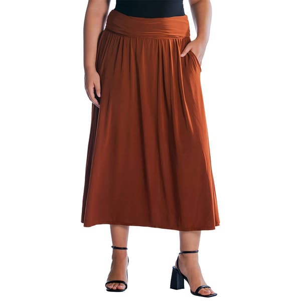 Plus Size 24/7 Comfort Apparel Foldover Waist A-Line Maxi Skirt - image 