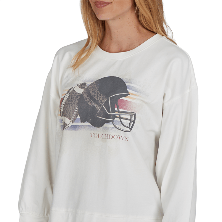 Petite Ruby Rd. Game of Luxe Football Graphic Terry Sweatshirt