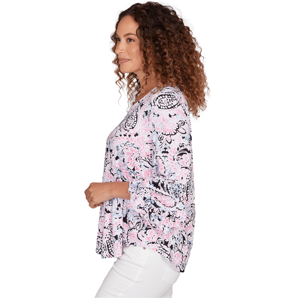 Womens Ruby Rd. California Dreaming 3/4 Sleeve Paisley Blouse
