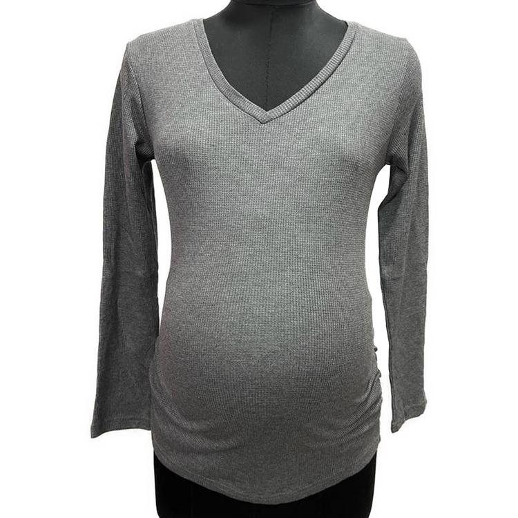 Womens Times Two Side Ruched Waffle Knit Maternity Tee