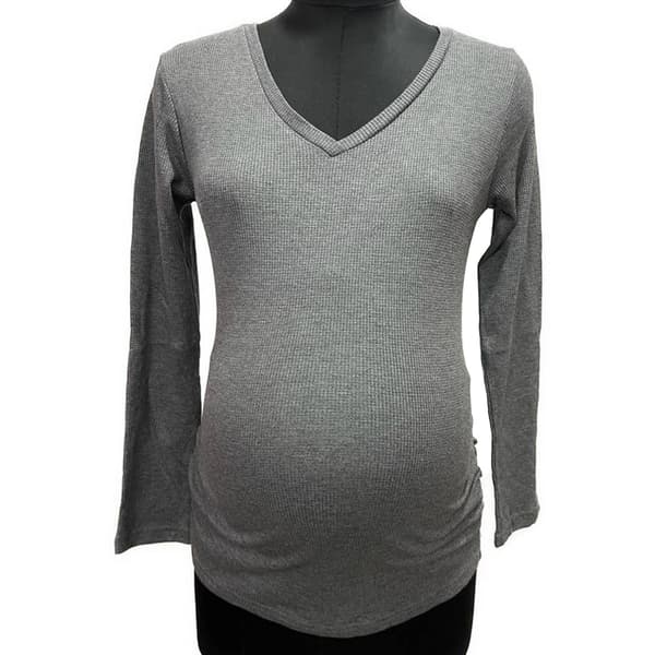 Womens Times Two Side Ruched Waffle Knit Maternity Tee