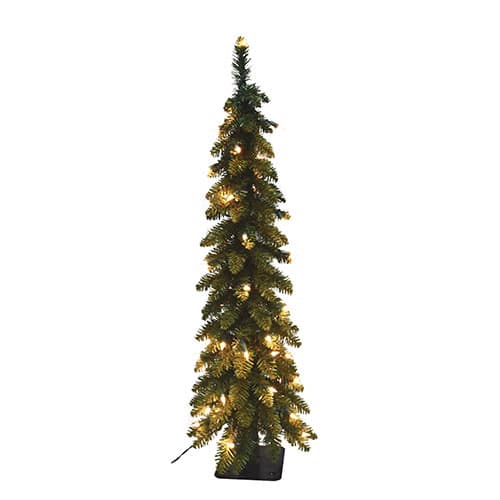 Santa's Workshop 5ft. Pre-Lit Pencil Slim Green Fir Tree - image 