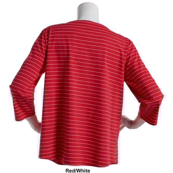 Womens Hannah & Gracie 3/4 Sleeve Marilyn Neck Bow Stripe Top