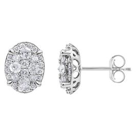 Nova Star&#40;R&#41; Sterling Silver Lab Grown Diamond Oval Stud Earrings
