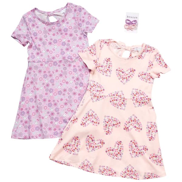 Girls (4-6x) BTween® 2pk. Short Sleeve Heart/Flowers Dresses