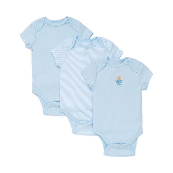 Baby Boy &#40;NB-9M&#41; Little Me 3pk. Cute Bear Short Sleeve Bodysuits - image 