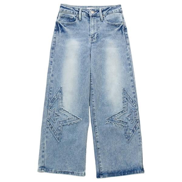 Girls (7-14) YMI(R) Fray Denim Star Wide Leg Jeans - image 