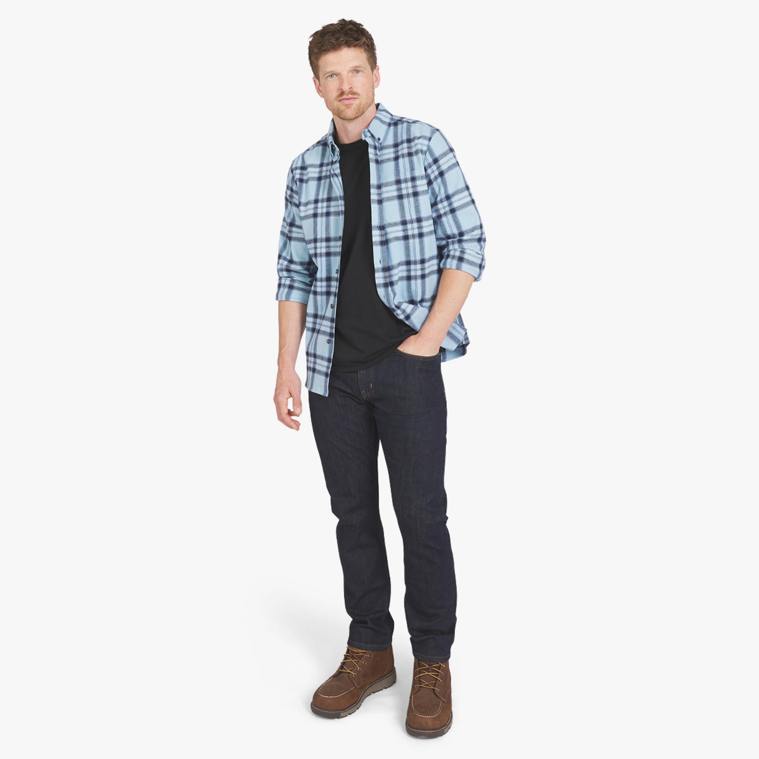 Mens Eddie Bauer Everyday Flex Flannel Shirt - Dream Blue