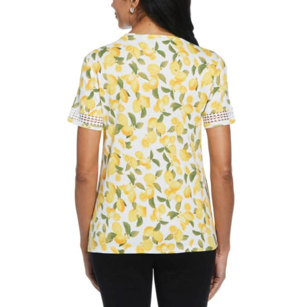 Womens Rafaella&#174; Short Sleeve Lace Trim Lemon Tee