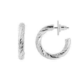 Design Collection Silver-Tone Twisted Hoop Earrings