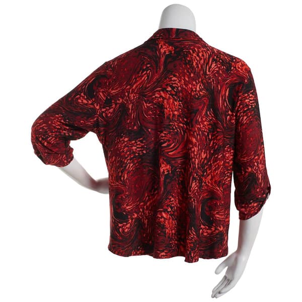 Plus Size Emily Daniels Swirl Jacquard 2 Pocket Henley Blouse