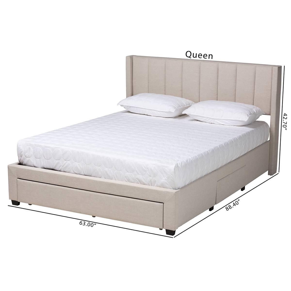 Baxton Studio Coronado Beige 3-Drawer Storage Platform Bed