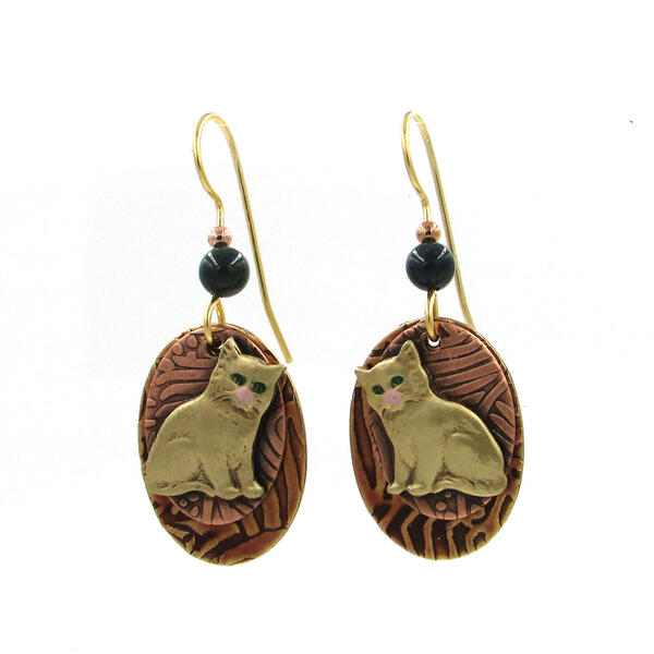 Silver Forest Pretty Kitty on Ovals Earrings - image 