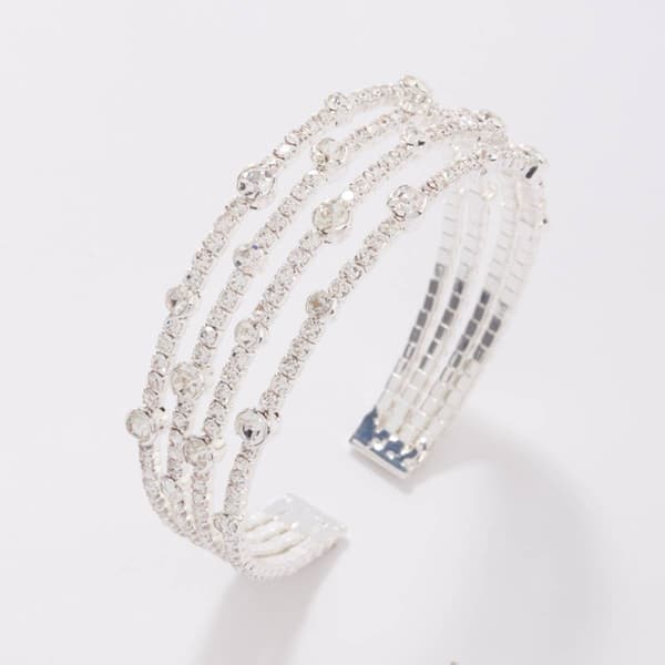 Rosa Rhinestones Floating Rows Rhinestone Cuff Bracelet - image 