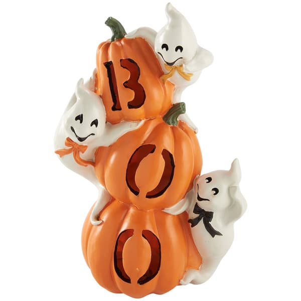 LED Stack of Pumpkins w/ Happy Ghosts - image 
