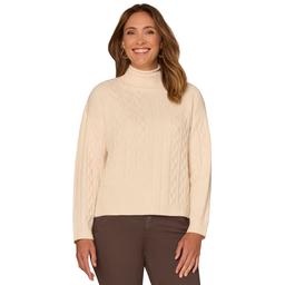 Womens Democracy Long Sleeve Mock Neck Cable Stitch Sweater