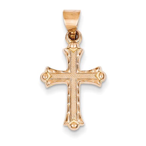 Unisex Gold Classics(tm) 14kt. Rose Gold Hollow Cross Pendant - image 