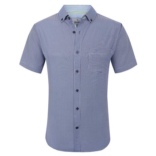Mens Tom Baine Short Sleeve Check Dress Shirt - Navy/White Check - image 