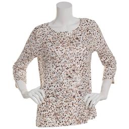 Womens Emily Daniels 3/4 Sleeve Foil Print Jacquard Top - Neutral