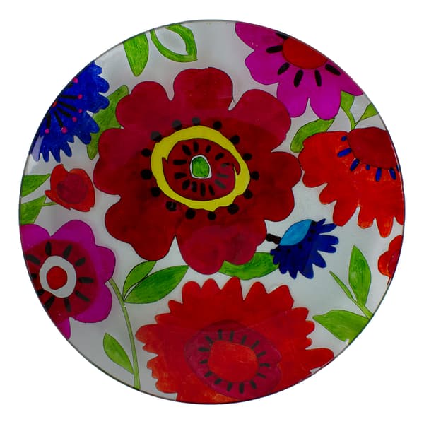Northlight Seasonal 18in. Summer Flowers Painted Glass Bird Bath