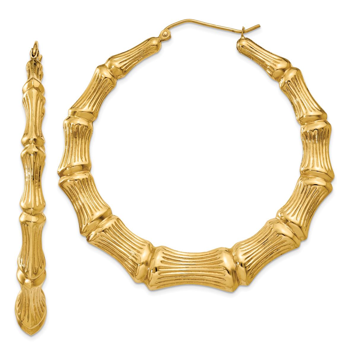 Gold Classics™ 54mm. 14kt. Polished Bamboo Hoop Earrings