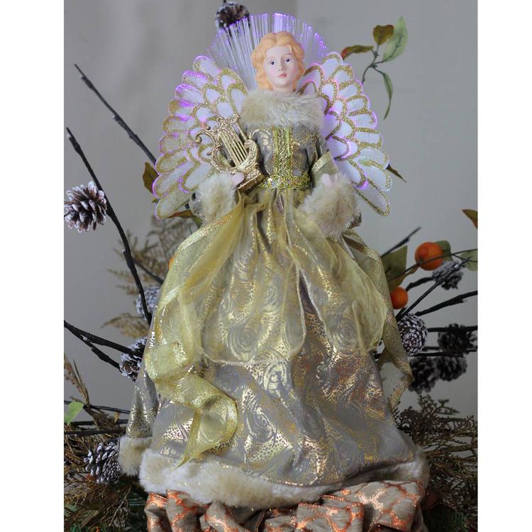 Northlight Lighted Angel in Gown w/ Harp Christmas Tree Topper