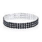 1928 Silver-Tone & Black Rhinestone Stretch Bracelet - image 1