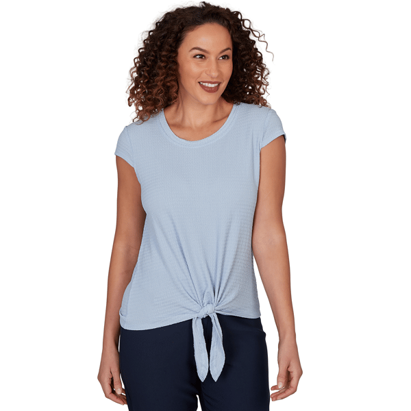 Petite Emaline Sapphire Serenade II Cap Sleeve Textured Blouse