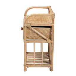Baxton Studio Kobie Natural Brown Rattan 1-Drawer Nightstand