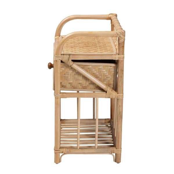 Baxton Studio Kobie Natural Brown Rattan 1-Drawer Nightstand