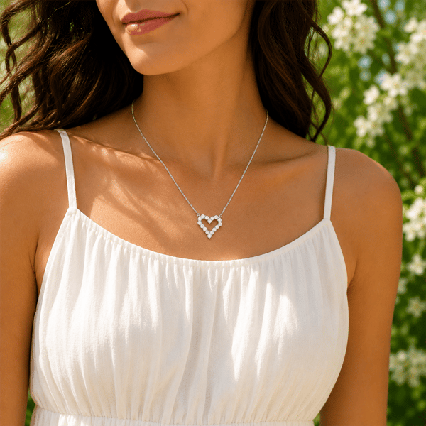 Saffron 0.5ctw. Moissanite Diamond Open Heart Pendant Necklace