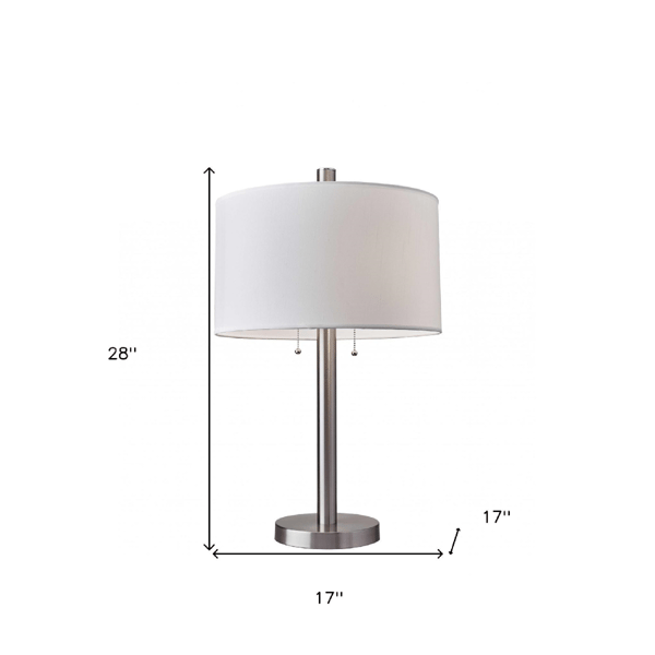 HomeRoots 28in. Silver Two Light Bedside Table Lamp