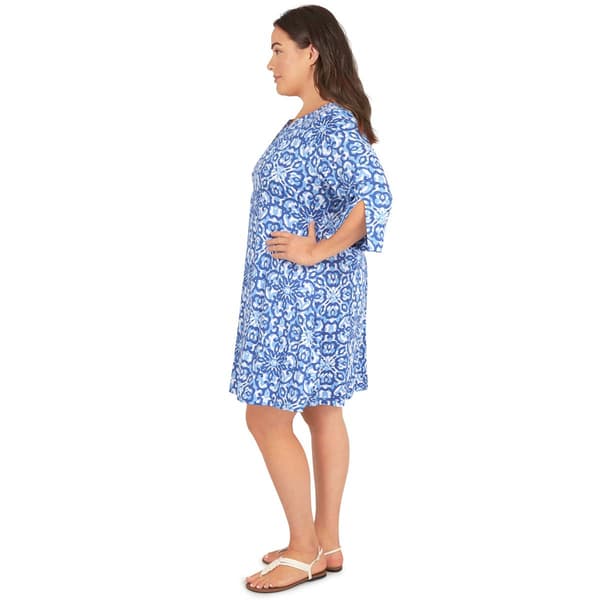 Plus Size Ruby Rd. 3/4 Sleeve Floral Abstract Shift Dress