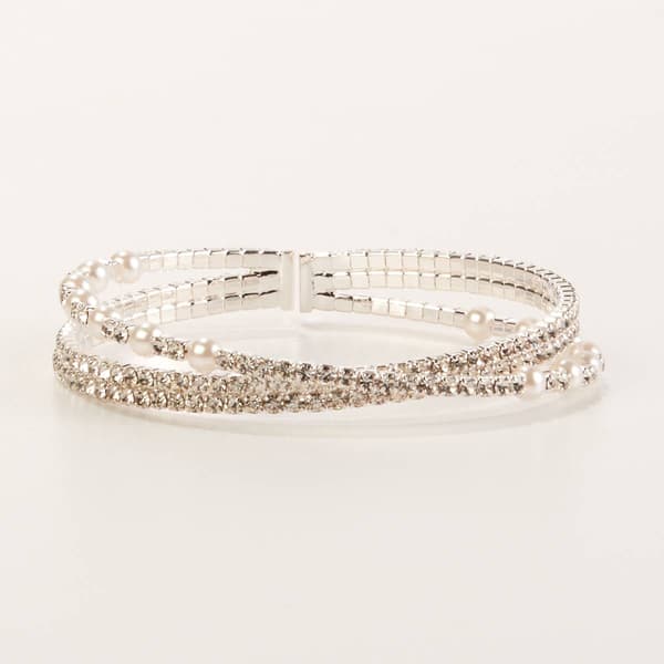 Rosa Rhinestones Crossover Mix Rows Bracelet - image 