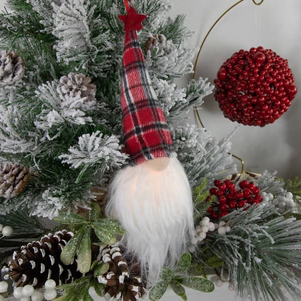Northlight Seasonal 9in. LED Red Plaid Gnome Christmas Ornament