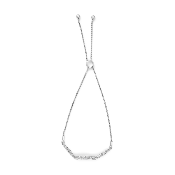 Haus of Brilliance Diamond Frame Heart Twist Tennis Bolo Bracelet