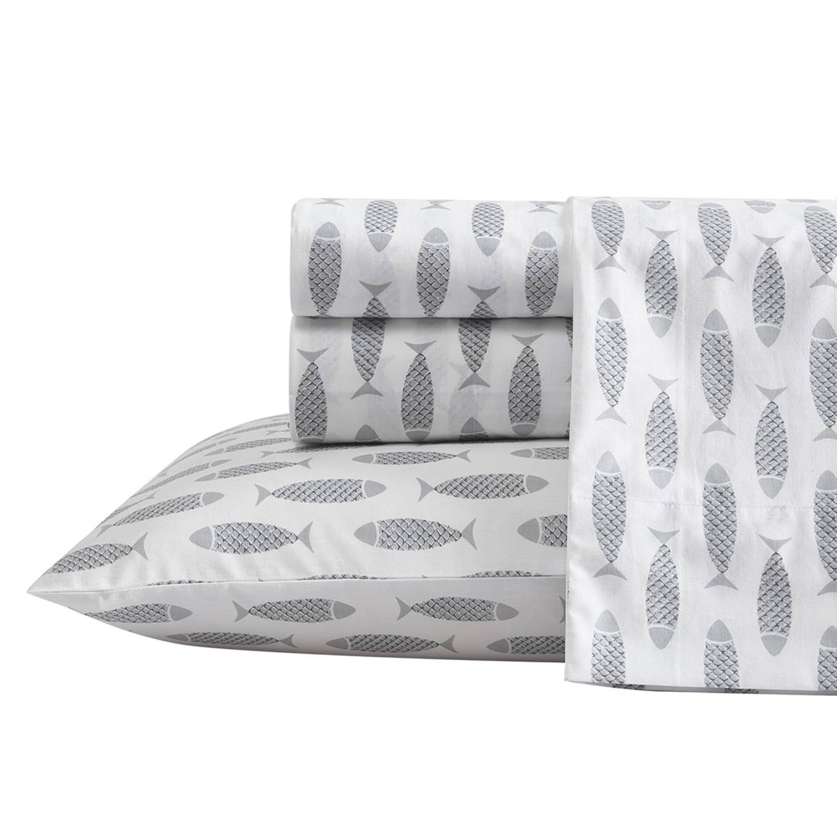 Open Video Modal for Nautica Woodblock Fish Cotton Percale Sheet Set