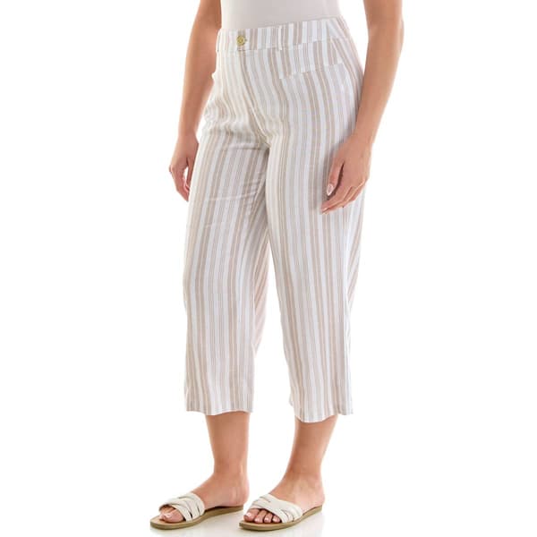 Plus Size Zac & Rachel Stripe Linen Capris