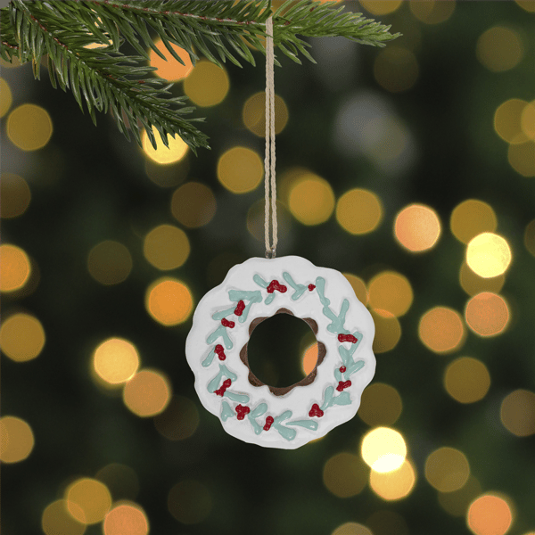 Northlight White Frosted Donut Christmas Ornament
